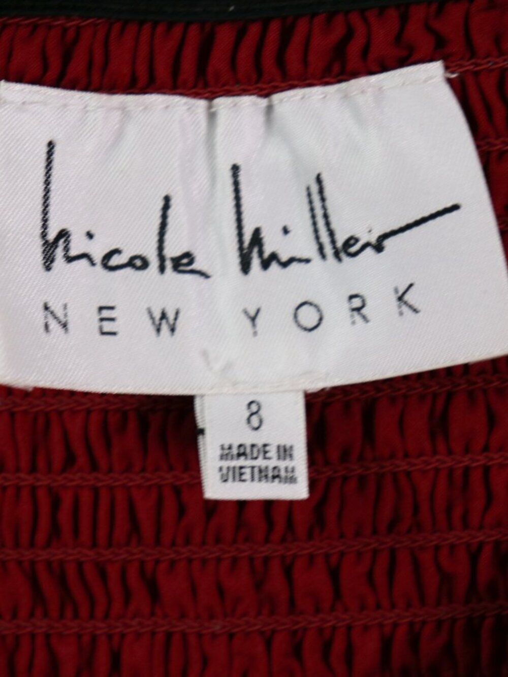 Nicole Miller Off The Shoulder Smocked Striped Romper Beaded Fringe Size 8 Lined - Picture 2 of 13